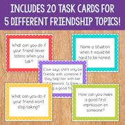 Includes 20 Task Cards For 5 Different Friendship Topics!