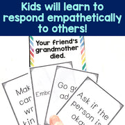 Educational cards with text on a blue background