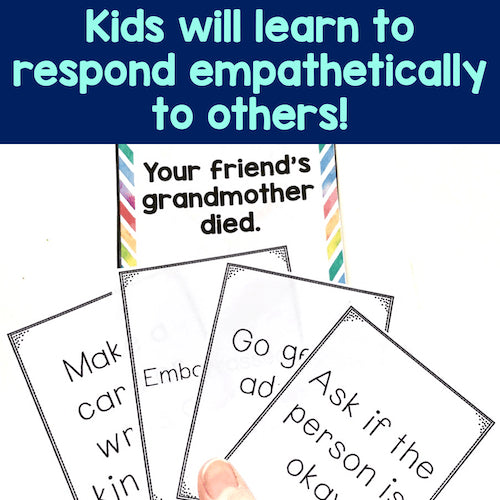Educational cards with text on a blue background