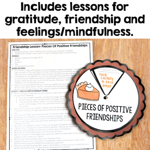 Includes lessons for gratitude, friendship and feelings/mindfulness.