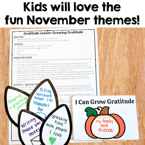 Kids will love the fun November themes