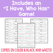 Includes an "I Have, Who Has" Game