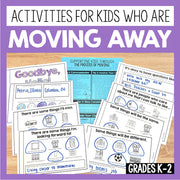 Educational materials for kids who are moving, displayed on a wooden surface with a purple border.