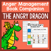 Book companion for anger management titled 'The Angry Dragon' with a cartoon dragon on an orange background.