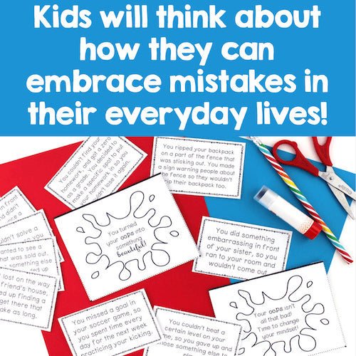 Educational materials with text on a red and blue background