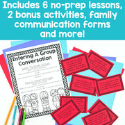 Educational materials including a worksheet and flashcards on a colorful background