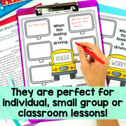 Educational materials with a hand holding a red pen, used for individual or group lessons.
