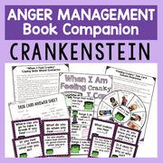 Anger management book companion materials with character design on a purple background