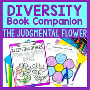 Diversity book companion with coloring pages and educational materials on a colorful background.