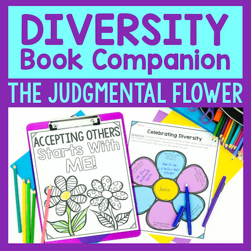 Diversity book companion with coloring pages and educational materials on a colorful background.