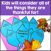 Thankful leaf activity sheet with autumn leaves on a purple background