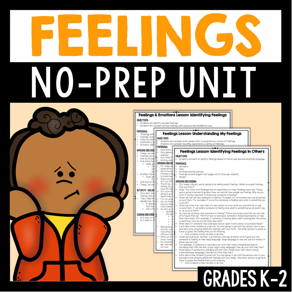 Feelings and Emotions No-Prep Unit For Grades K-2