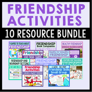 Collection of friendship activities resource bundle with colorful headers and images.