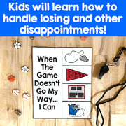 Educational poster on a wooden surface with motivational text and sports-themed graphics.