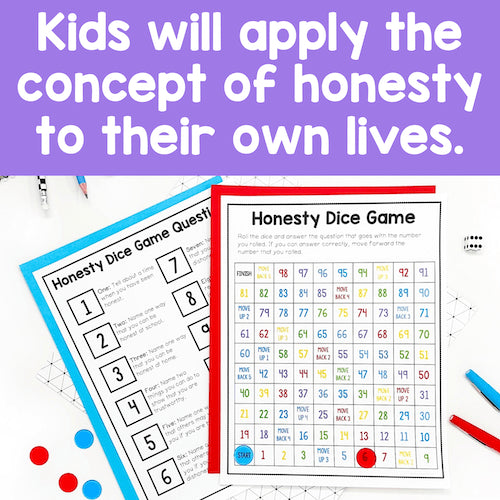 Honesty Dice Game with instructions on a white background