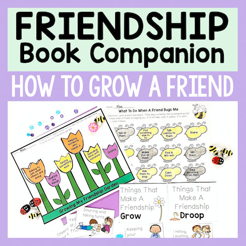 Friendship book companion with educational content on a purple background