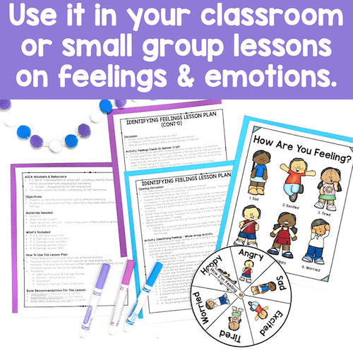 Educational materials for teaching feelings and emotions in a classroom setting.