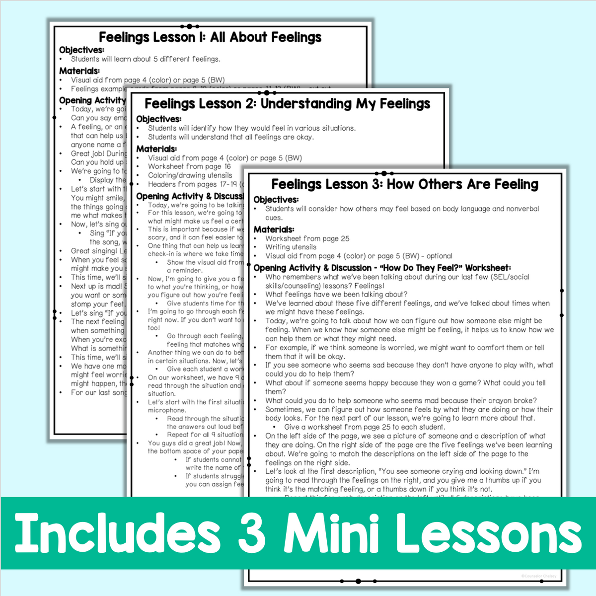 3 Mini Lessons About Feelings For Grades K and Pre-K