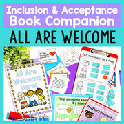 Educational materials for inclusion and acceptance with colorful design and text.