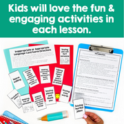 Educational materials with text about engaging activities for kids