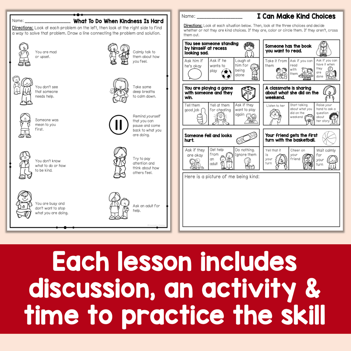 Each lesson includes discussion, an activity and time to practice the skill