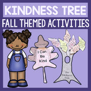 Kindness tree activity set with a child figure and tree on a purple background