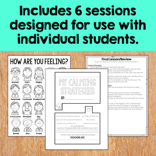 Educational materials for individual student sessions on a wooden surface with text overlay.