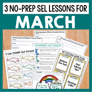 Educational materials for SEL lessons on a wooden surface with text overlay.