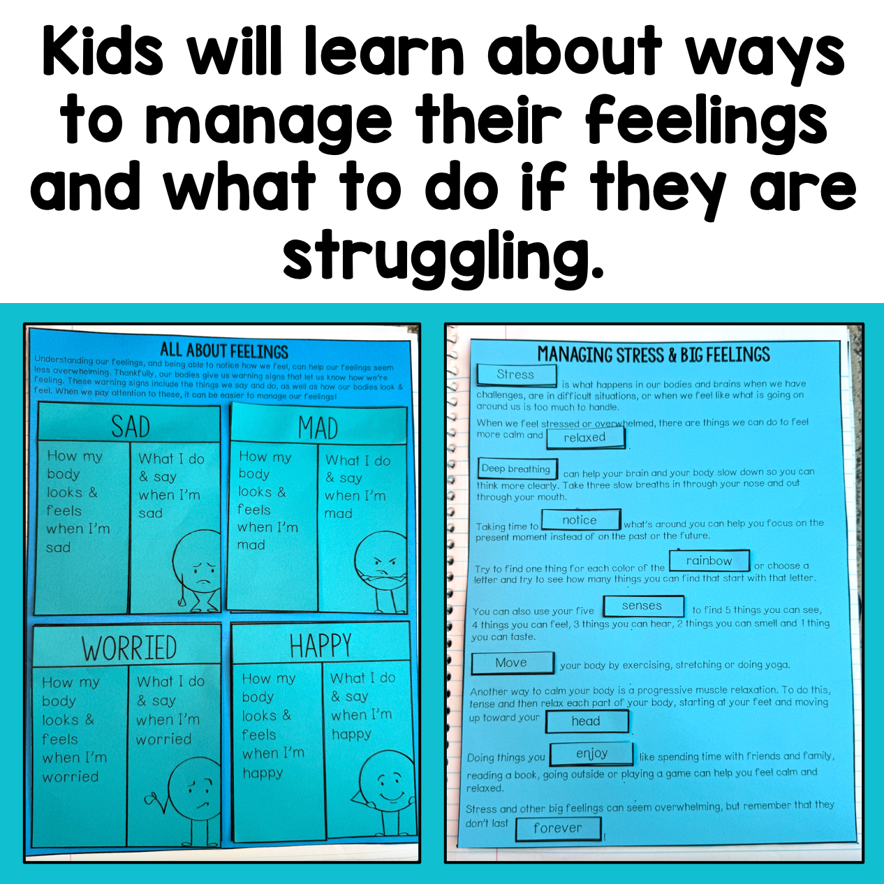Kids will learn about ways to manage their feelings and what to do if they are struggling.