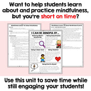 Mindfulness lesson plan with text on a pink background