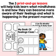 Educational materials for mindfulness and emotional awareness on a pink background