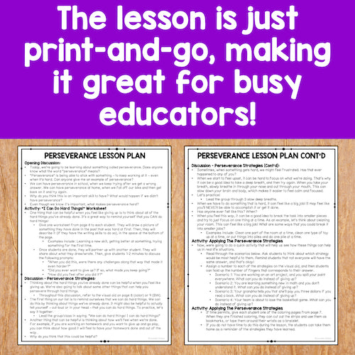 Two lesson plan pages on a wooden surface with a purple background and text.