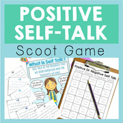 Positive Self-Talk Scoot Game with educational materials and a teal border