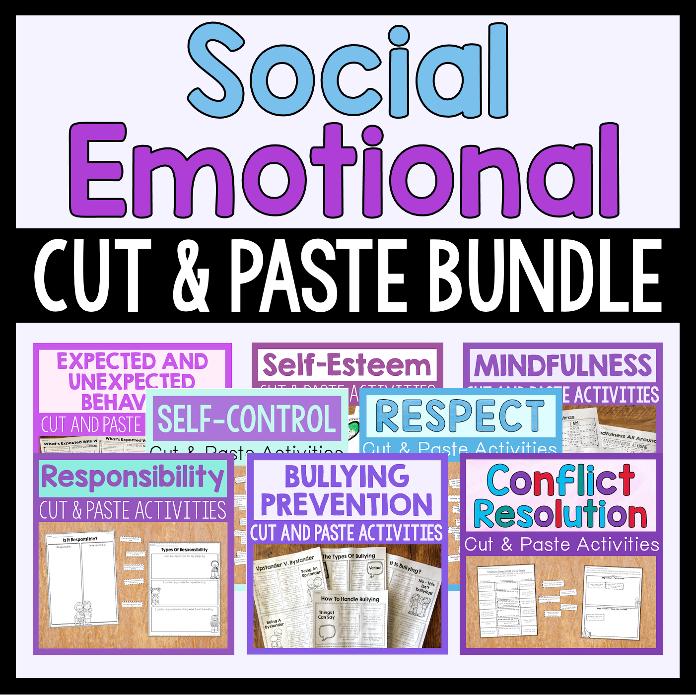 Social Emotional Cut & Paste Bundle With 8 Resources