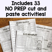 Educational worksheets on a wooden surface with text about no-prep activities.