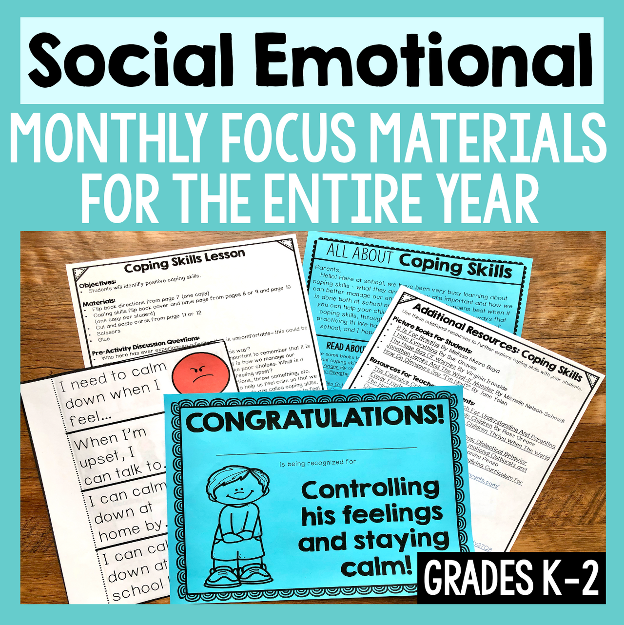 Social Emotional Monthly Focus Materials For The Entire Year Grades K-2