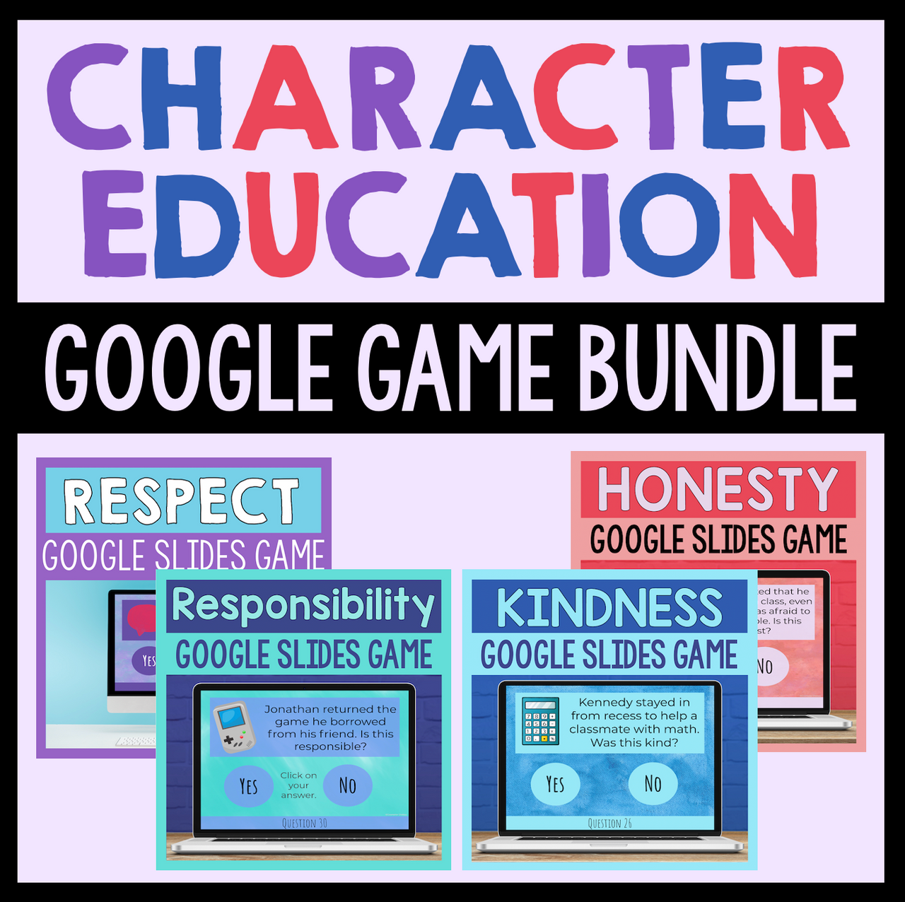 Character Education Google Slides Games Bundle