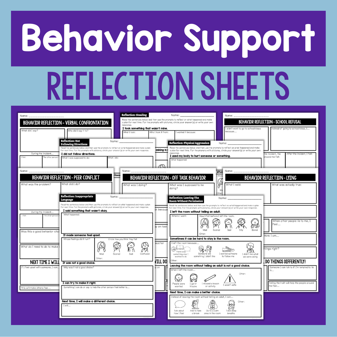Behavior Intervention Reflection Sheets