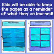 Educational materials with text on a blue background