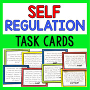 Self-regulation task cards with text on a green background