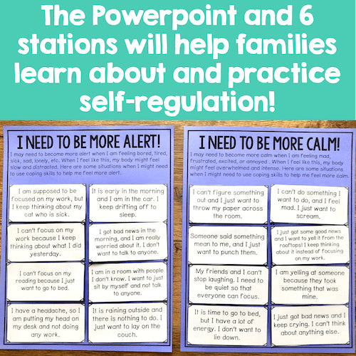 Educational materials for self-regulation with text on a teal background