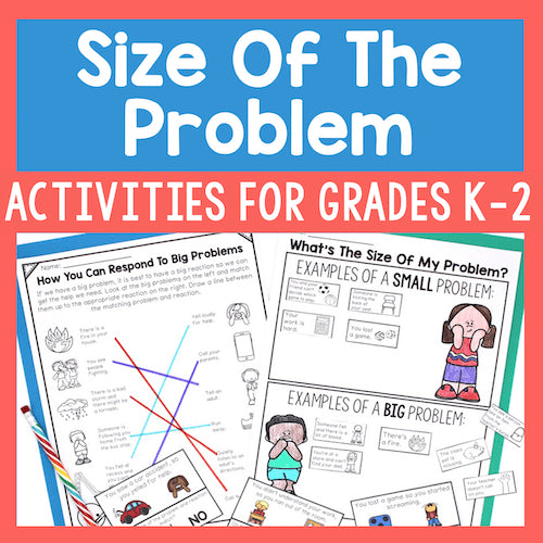 Educational materials for teaching problem-solving skills to grades K-2 with a colorful design.