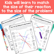 Educational worksheets for children with colorful markers on a white background