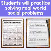 Two educational posters on a white background with text about problem-solving.