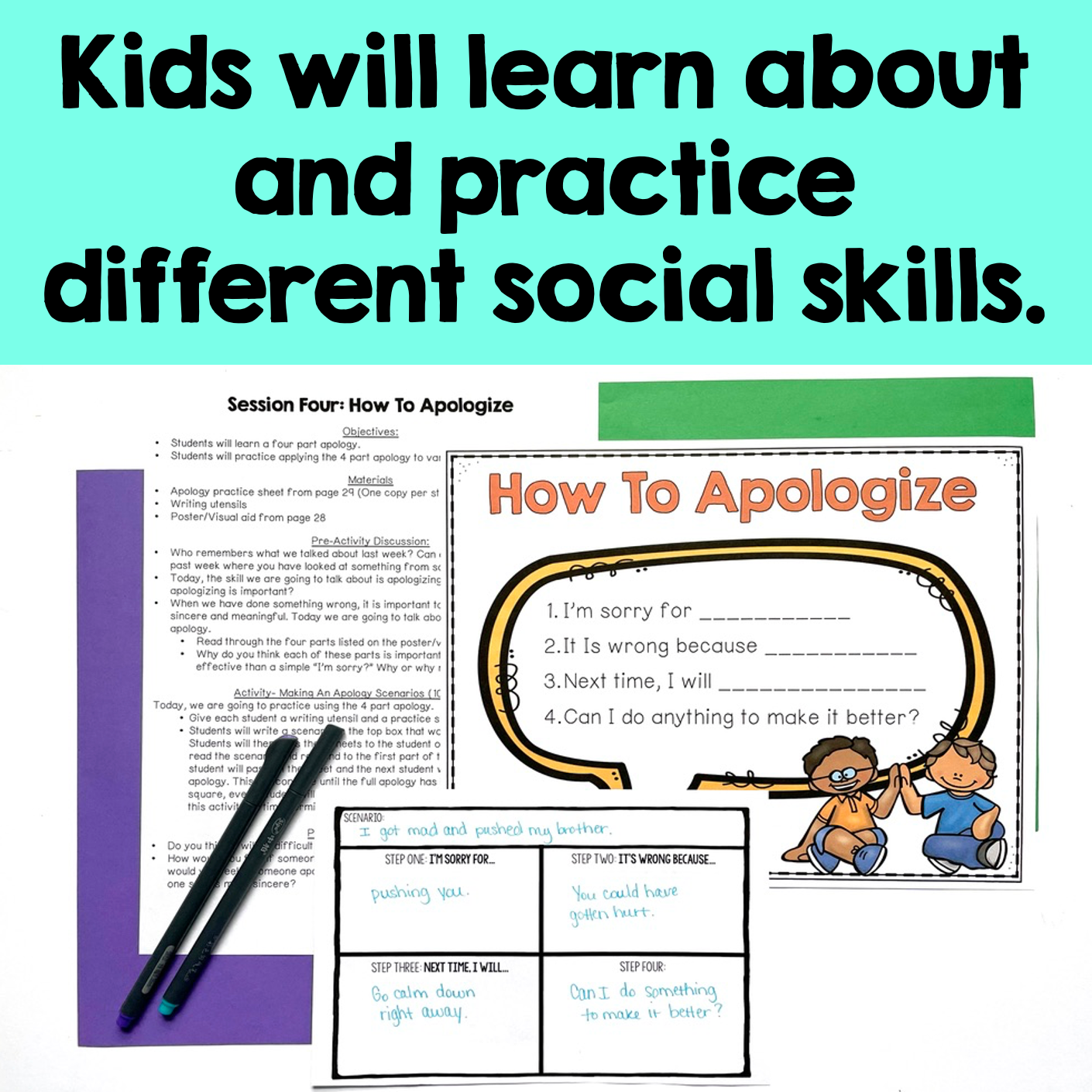 Kids will learn about and practice different social skills