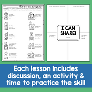 Each lesson includes discussion, an activity & time to practice the skill