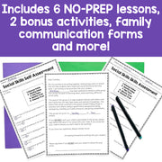 Family communication forms with a pen on a purple background