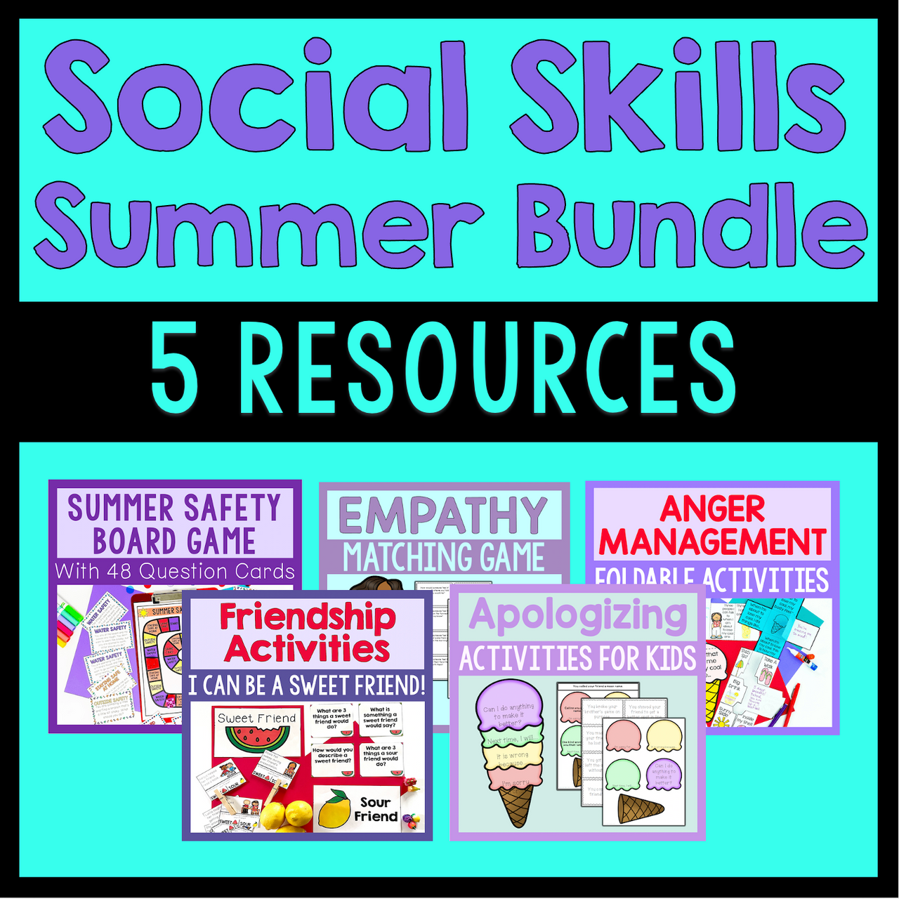 Social Skills Summer Bundle With 5 Resources