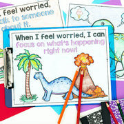 Educational materials on a colorful background with text and illustrations.
